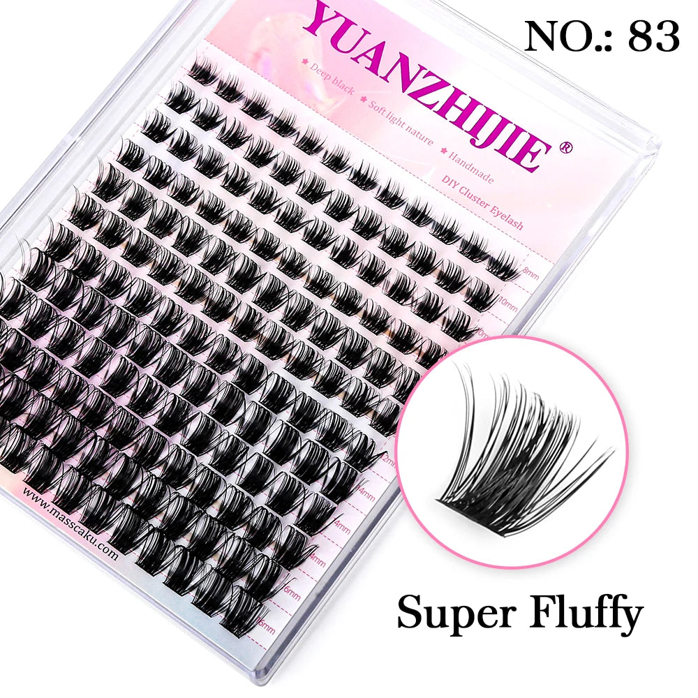 YUANZHIJE DIY Cluster Lash Extension Wispy Lashes Fluffy Individual Premade fans 0.07 Russian Volume Mink Bundle Lashes Makeup