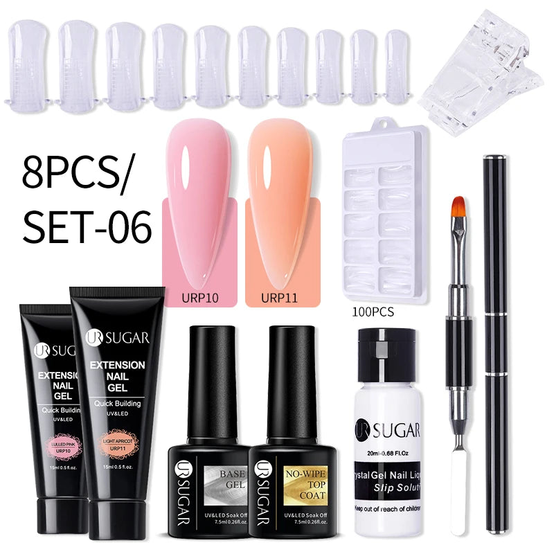 UR SUGAR 15ml Extension Gel Set Kits Semi Permanent Acrylic Hard Gel White Clear Nude Gel Nail Polish Nail Art Construction Gel