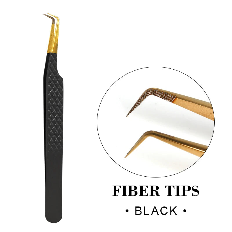 Fiber Eyelash Extension Tweezer Volume Precise Diamond Grip Fiber Tip Stainless Steel High Quality Eyebrow Makeup