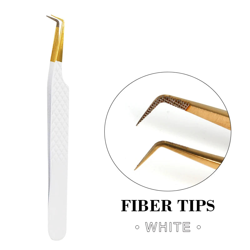 Fiber Eyelash Extension Tweezer Volume Precise Diamond Grip Fiber Tip Stainless Steel High Quality Eyebrow Makeup