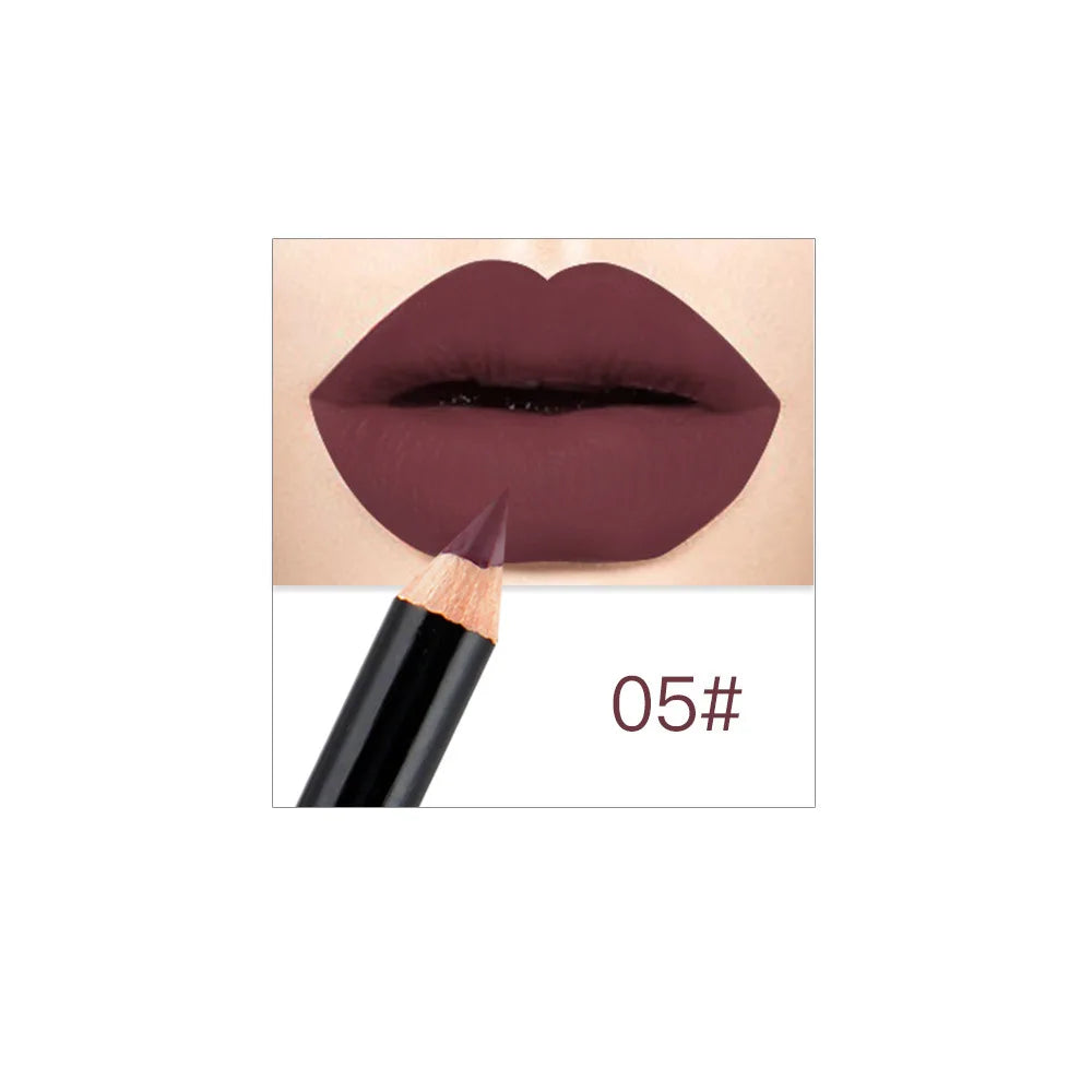 Professional 12 Color Matte Brown Lip Liner Waterproof Long Lasting Moisturizing Sexy Lip Pencil Women Natural Lipstick Makeup