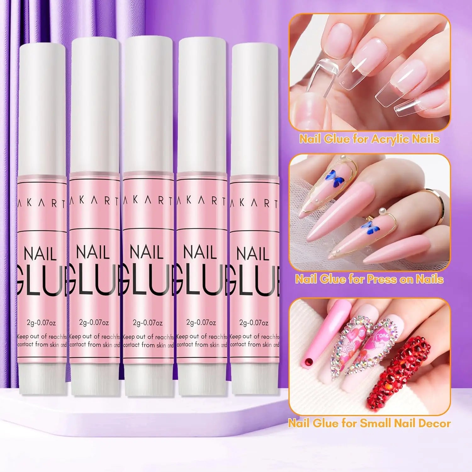 Makartt Nail Glue with Glue Remover Kit,  Super Strong Nail Glue for Acrylic Nails Press On Nails,30ML/ 50ML Glue off Debonder