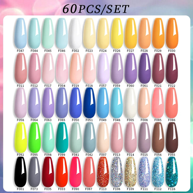 LILYCUTE 60/66/129PCS/Set Gel Nail Polish Set Glitter Colors Nail Kit Esmaltes Semi Permanent UV Gel Nail Art DIY Manicure Sets