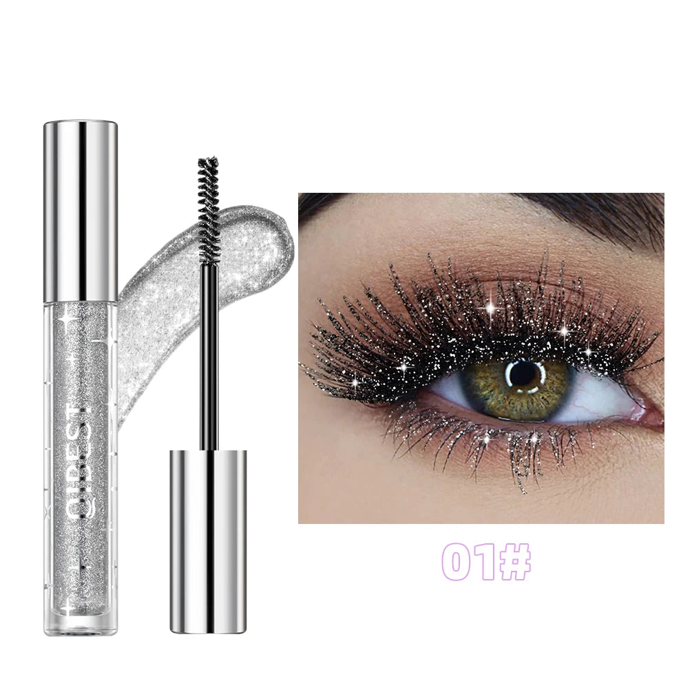 Diamond Glitter Mascara Fast Dry Eyelashes Curling Extension Makeup Waterproof Long-lasting Lengthens Eye Lash Black 4D Mascara