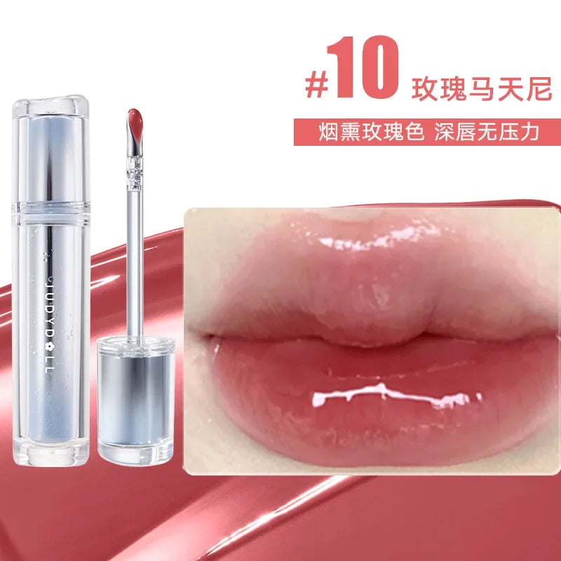 Judydoll Ice Iron Lip Glaze Lipsticks Non-Stick Cups Mirror Shine Watery Lip Lotion Metal Brush Head Makeup Cosmetics