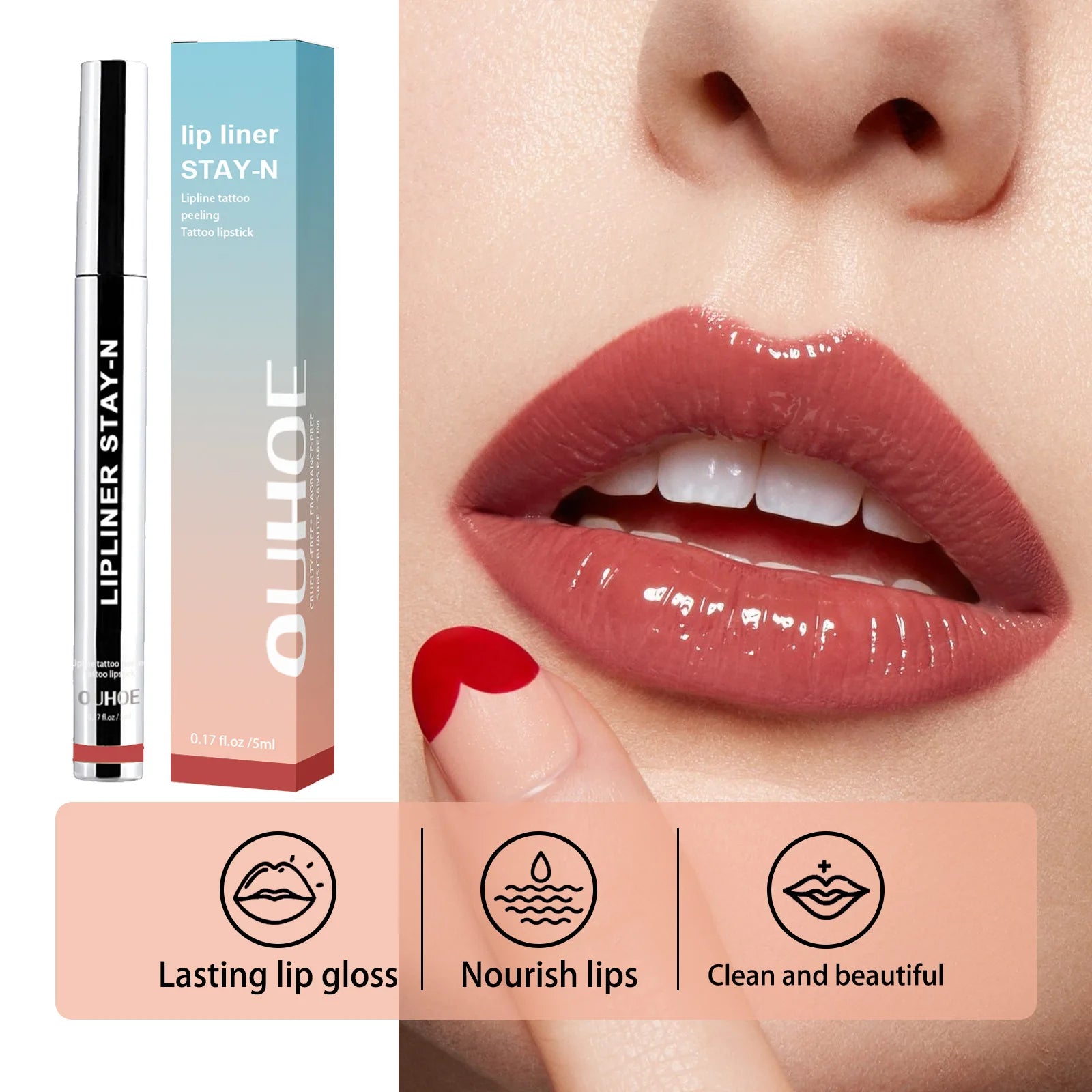 Lip Liner Pen Stay N Tattoo Matte Peeling Contour Line Dark Brown Waterproof Long Lasting Plump Soft Lip Gloss Makeup Cosmetics