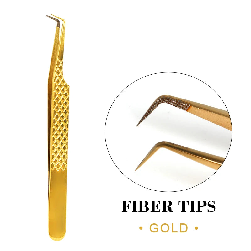 Fiber Eyelash Extension Tweezer Volume Precise Diamond Grip Fiber Tip Stainless Steel High Quality Eyebrow Makeup