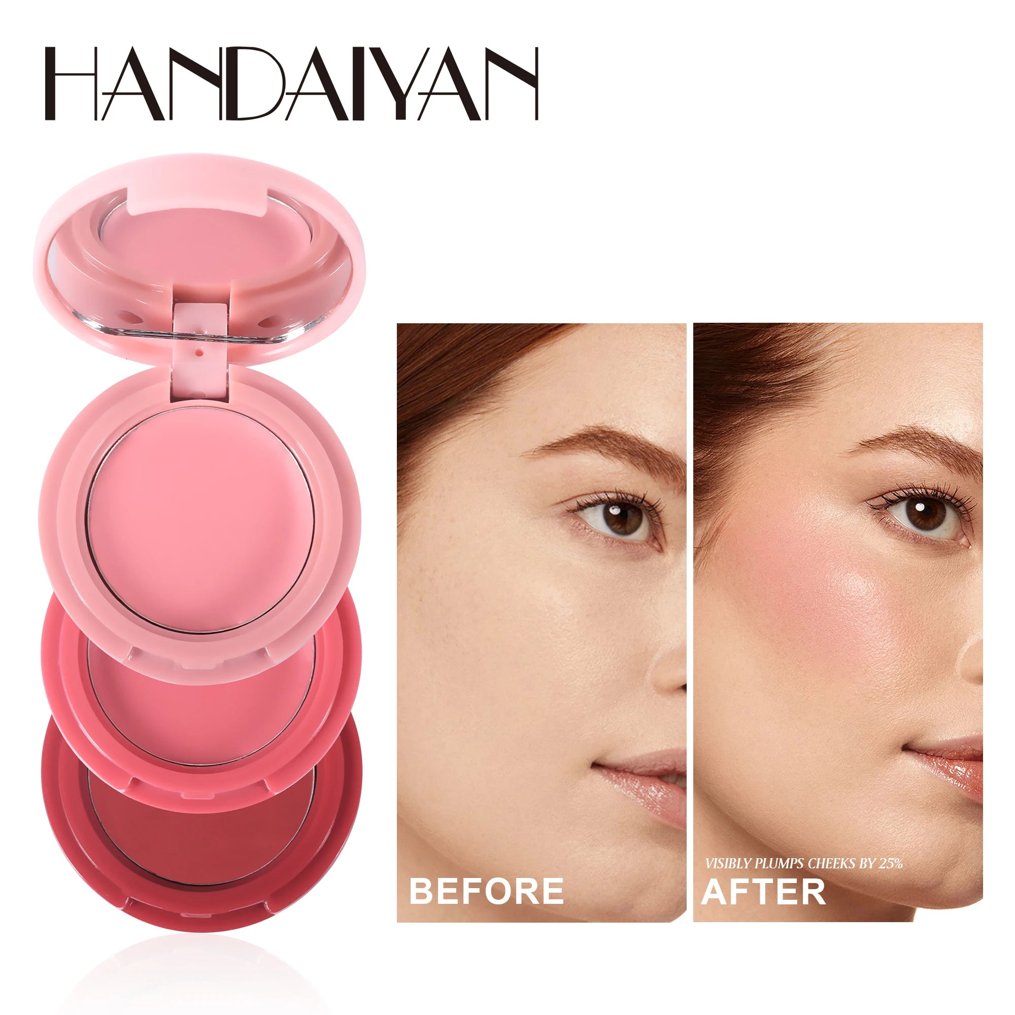 Handaiyan Natural Matte Face Blusher Velvety Smooth Lip Cream Cheek Blush Rouge Waterproof Makeup