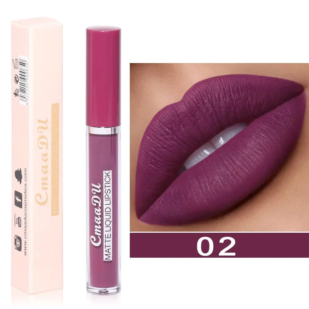 CmaaDu 10Color Love Velvet Nude Moisture-Matte Liquid Lipstick Lipgloss 10-Hour Makeup Soft-Focus Blurred Lip Colour Cosmetics