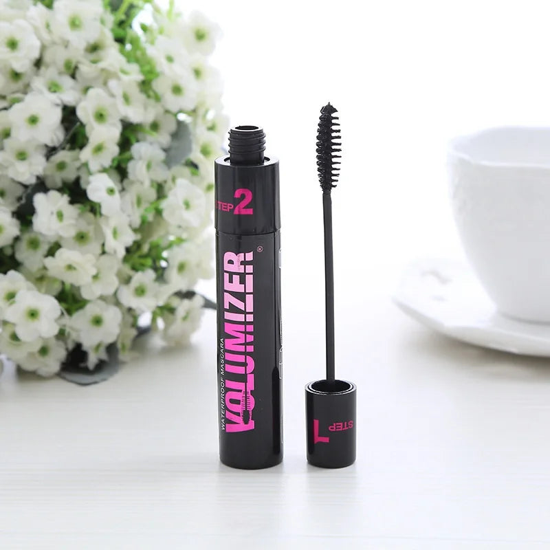 Make up 2in1 Double Purpose Mascara Waterproof and Sweatproof Curling Brushes Makeup Eye Fiber Mascara Eyelash Eyelashes Black