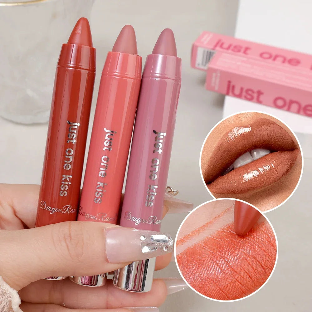 Matte Moisturizing Crayon Lipstick Makeup Pink Red Long Lasting Color Rendering Waterpoof Non-Stick Cup Lip Tint Woman Cosmetics