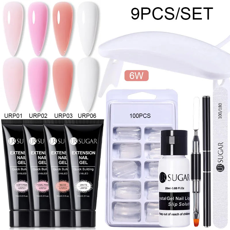 UR SUGAR 15ml Extension Gel Set Kits Semi Permanent Acrylic Hard Gel White Clear Nude Gel Nail Polish Nail Art Construction Gel