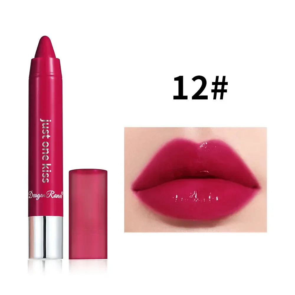 Matte Moisturizing Crayon Lipstick Makeup Pink Red Long Lasting Color Rendering Waterpoof Non-Stick Cup Lip Tint Woman Cosmetics