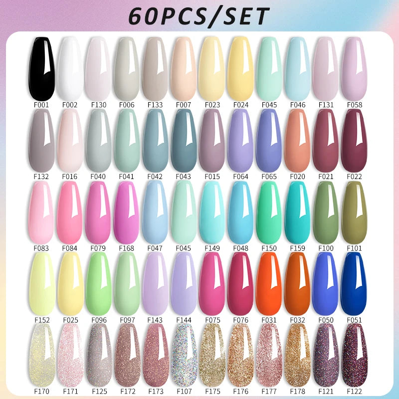 LILYCUTE 60/66/129PCS/Set Gel Nail Polish Set Glitter Colors Nail Kit Esmaltes Semi Permanent UV Gel Nail Art DIY Manicure Sets