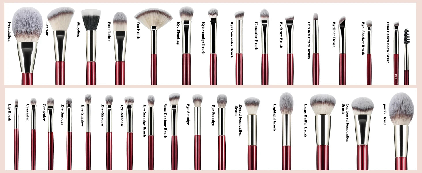 BEILI Professional Makeup Brushes 8/9/15/30Pcs for Foundation Contour Eyeshadow Blending Synthetic Hair Cosmetics Brush Set