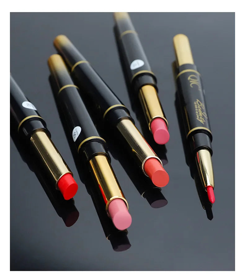 2 IN 1 Lip Liner Waterproof Matte Lipstick Pencil Sexy Red Long Lasting Lipliner Makeup Cosmetics