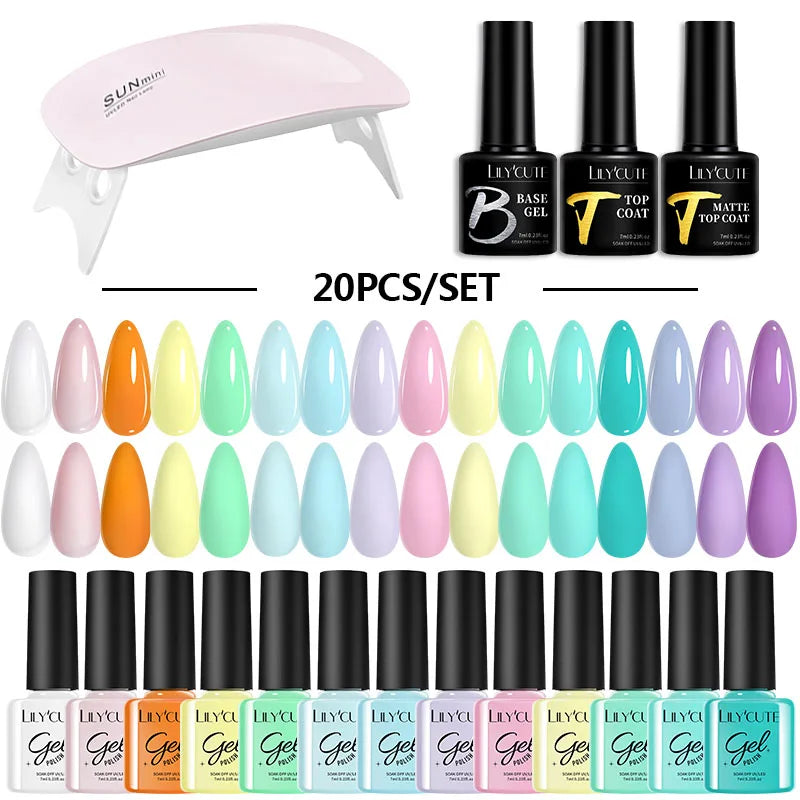 Manicure Set 32Colors Gel Nail Polish Set With UV LED Lamp Dryer Nail Art Vernis Semi Permanent UV Gel Set Nail Supplies Kit