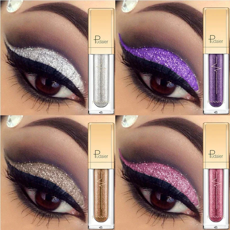 Pink Liquid Glitter Eyeshadow Metallic Pigment Eyes Makeup 18 Colors Shimmer Eye Shadow Liquid Waterproof Maquiagem Yeux Sombra