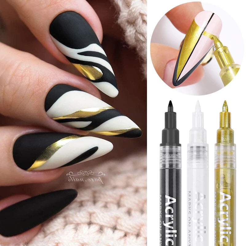 1Set Nail Art Drawing Pen Graffiti Nail Acrylic Pen Waterproof Painting Liner DIY 3D Abstract Line Nail Art Beauty Tool Manicure