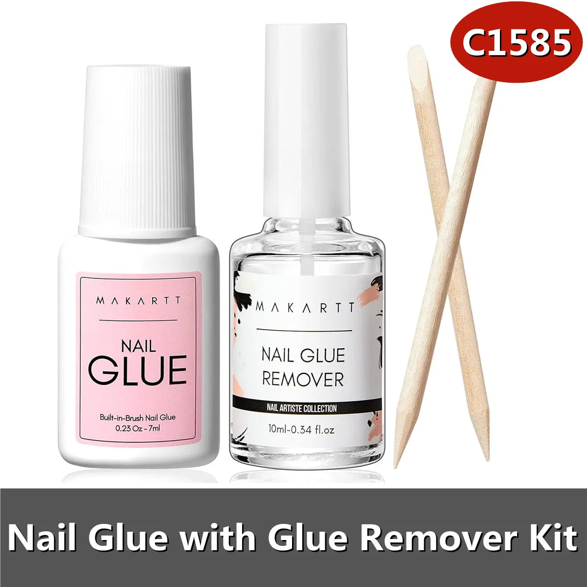 Makartt Nail Glue with Glue Remover Kit,  Super Strong Nail Glue for Acrylic Nails Press On Nails,30ML/ 50ML Glue off Debonder