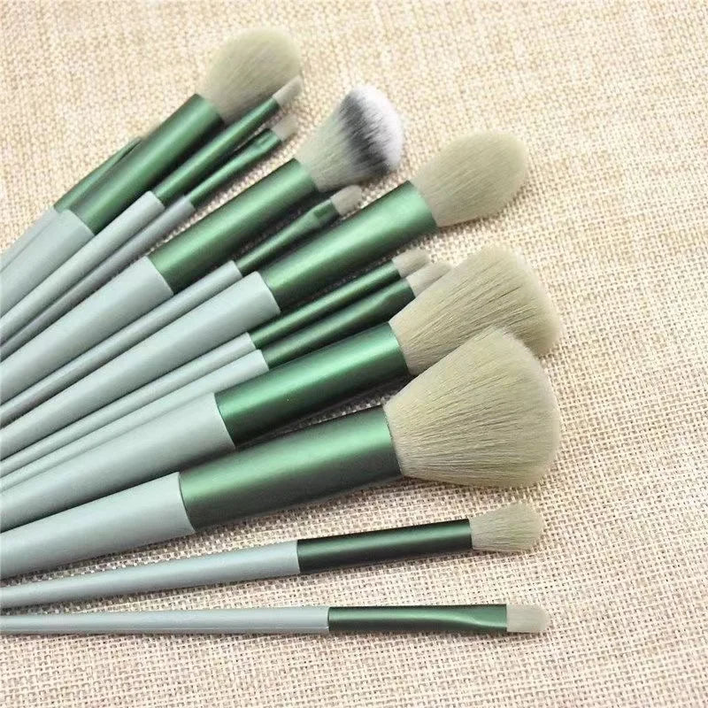 13/8PCS Makeup Brushes Pro Green Brush Set Powder Eyeshadow Blending Eyeliner Eyelash Eyebrow Make Up Beauty Cosmestic Brushes