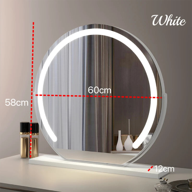 Vanity Mirror with Lights LED Round Makeup Mirror for Bedroom with 15X Magnification Smart Touch Dimmable 3 Modes 360° Rotation