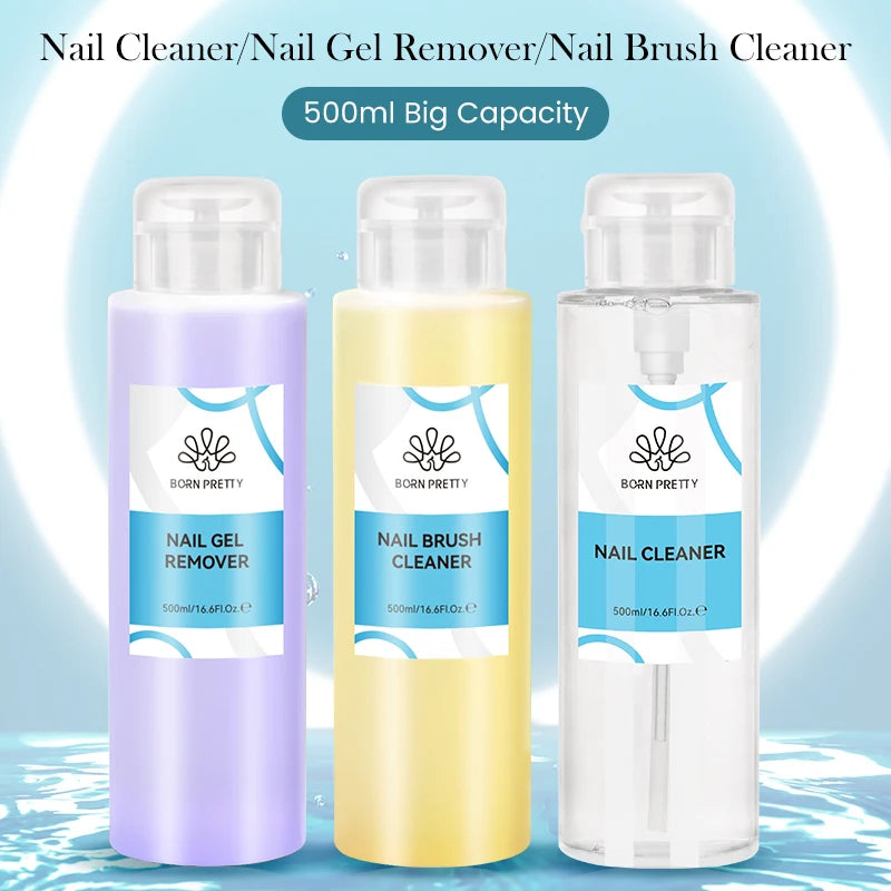 BORN PRETTY 500ML Nail Gel Remover Liquid Cleaner Remove sticky layer of UV/LED gels Permanent enamels Clean brushes Gel Nails