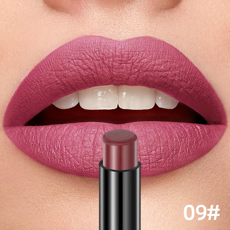 QIBEST 12 Colors Velvet Matte Lipstick Pen Cosmetics Lasting Nude Crayon Lipstick Moisturising Red Brown Lip Liner Pencil Makeup