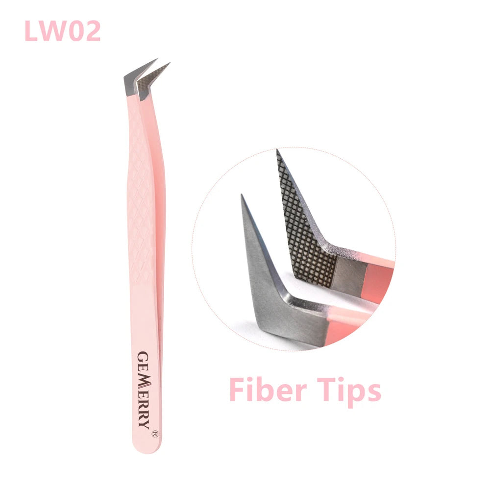 New Eyelash Extension Fiber Tip Tweezers Purple Gradient Stainless Steel Professional High Precision Tweezer for Volume Fans