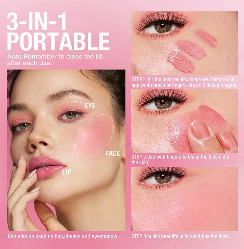 4pcs Set Jelly Cheek Blush Tint 3-in-1 Transparent Moisturized Blusher Facial Contour Rouge Lip Stick Long Lasting Rouge Makeup