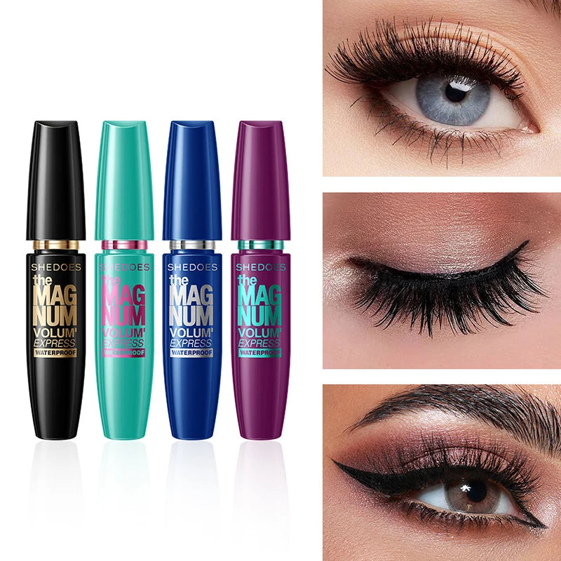 4D Black Mascara Thickening Lengthening Curling Up Waterproof Long Lasting Makeup Effect Liquid Fiber Multicolor Mascara