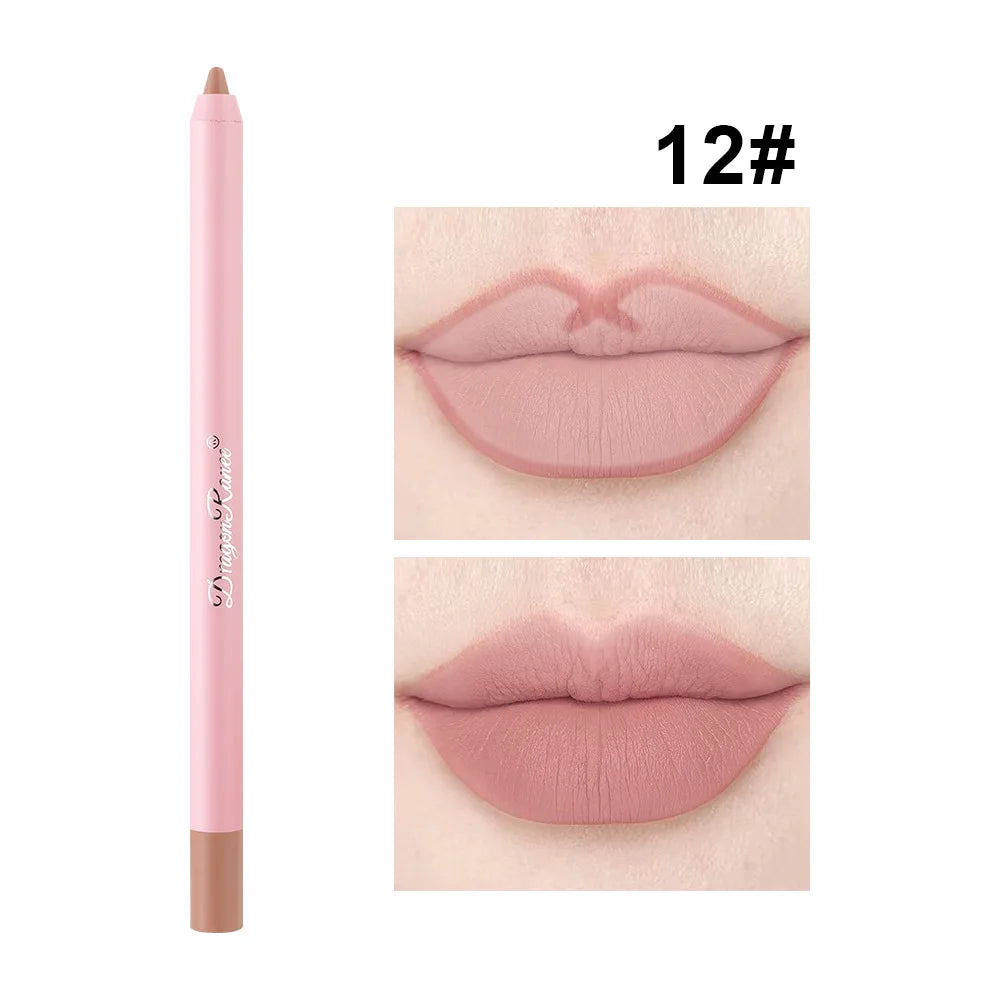 Matte Pink Lipstick Pencil Non-stick Cup Lasting Contour Lip Liner Pencil Waterproof Crayon Pigments Lipliner Pen Lips Makeup