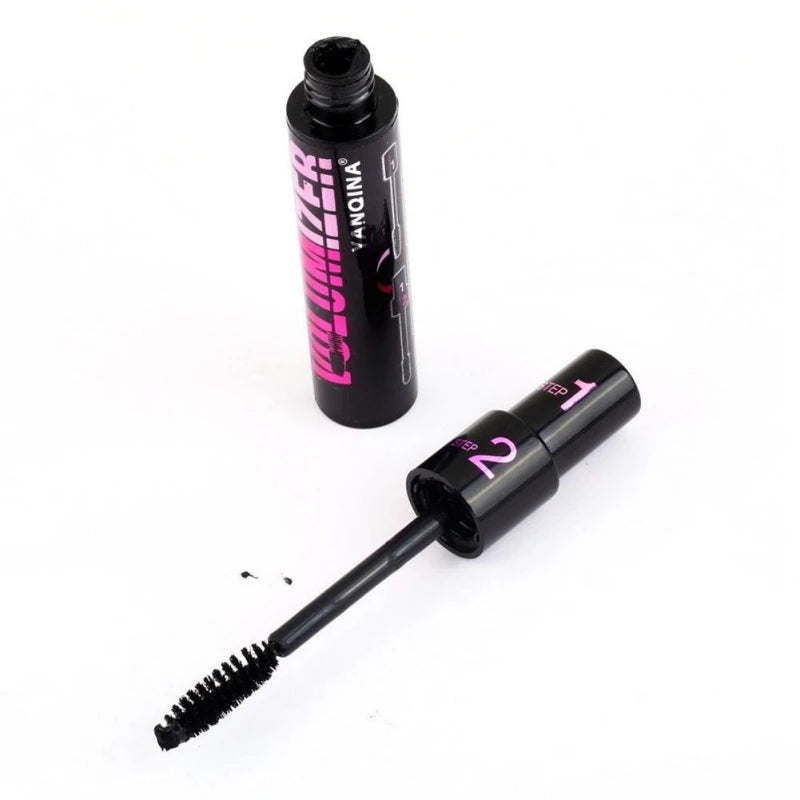 Make up 2in1 Double Purpose Mascara Waterproof and Sweatproof Curling Brushes Makeup Eye Fiber Mascara Eyelash Eyelashes Black