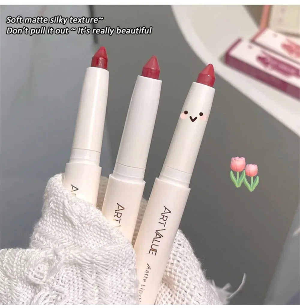 Matte Pink Lipstick Pencil Non-stick Cup Lasting Contour Lip Liner Pencil Waterproof Crayon Pigments Lipliner Pen Lips Makeup