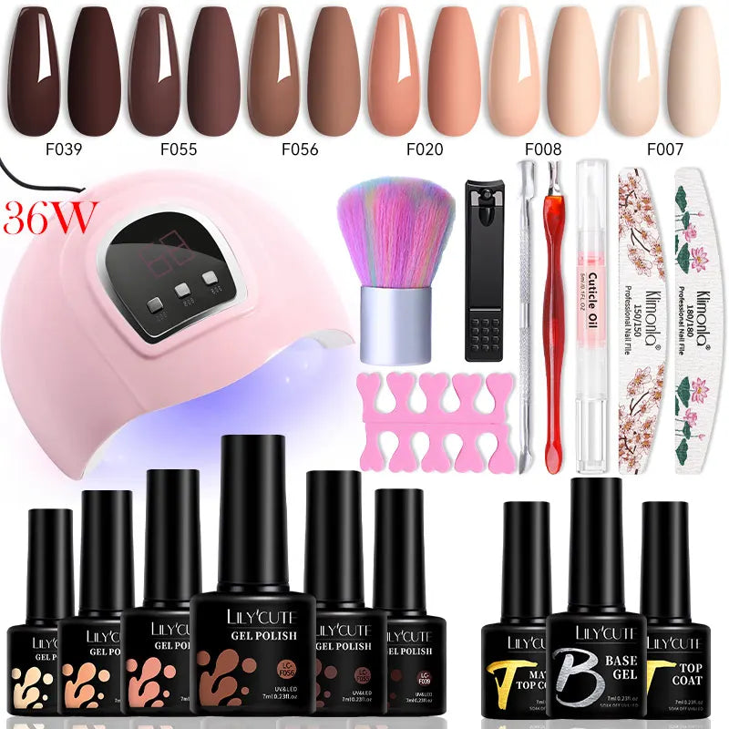 Manicure Set 32Colors Gel Nail Polish Set With UV LED Lamp Dryer Nail Art Vernis Semi Permanent UV Gel Set Nail Supplies Kit