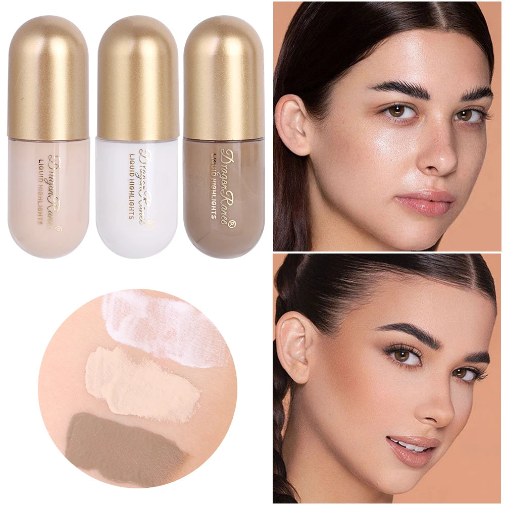 3Pcs/Box Matte Liquid Contouring Bronzer Stick Brown Nose Shadow Cream Lasting Brighten Concealer Highlighter Foundation Makeup