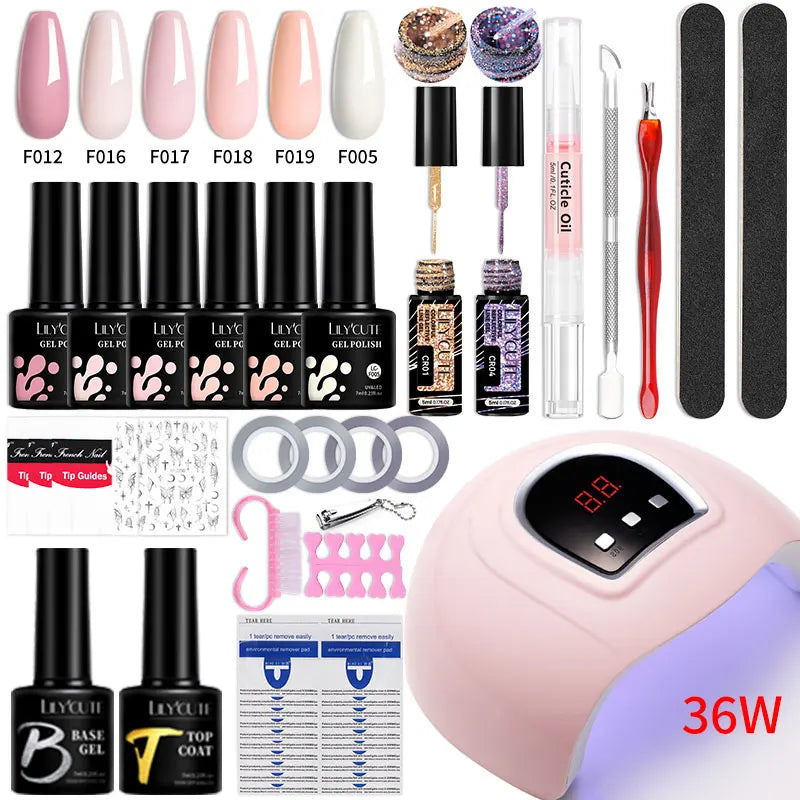 Manicure Set 32Colors Gel Nail Polish Set With UV LED Lamp Dryer Nail Art Vernis Semi Permanent UV Gel Set Nail Supplies Kit