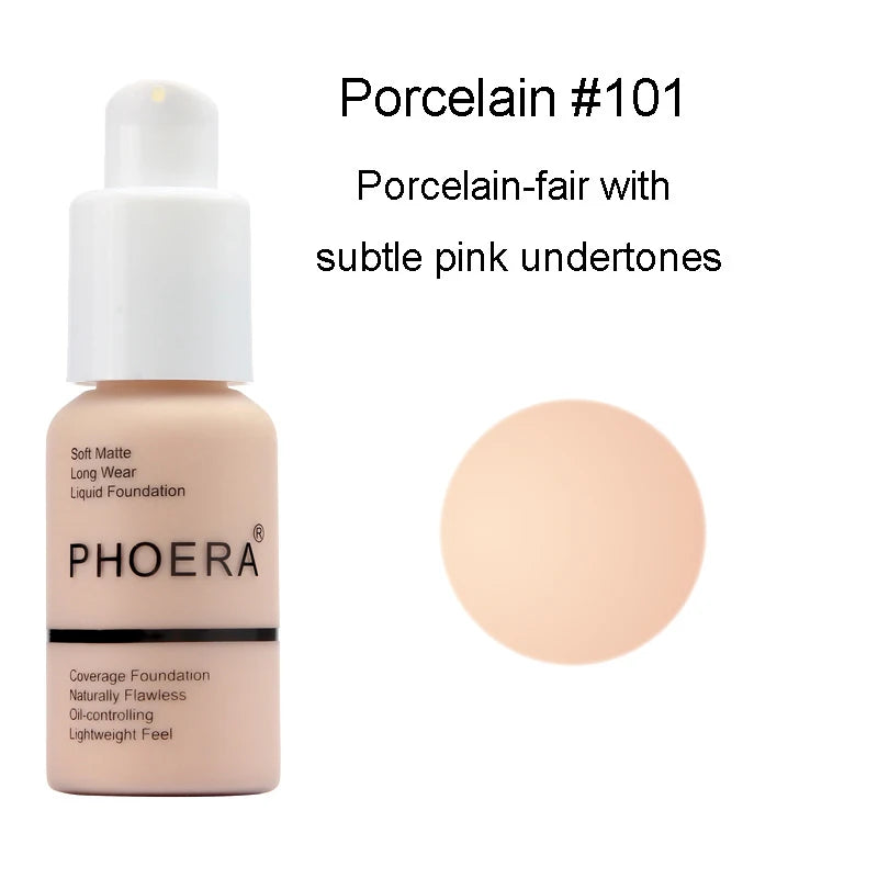 PHOERA 30ml Liquid Foundation Set Oil-control Concealer Cream Hydrating Long Lasting Hydrating Makeup Foundation TSLM1