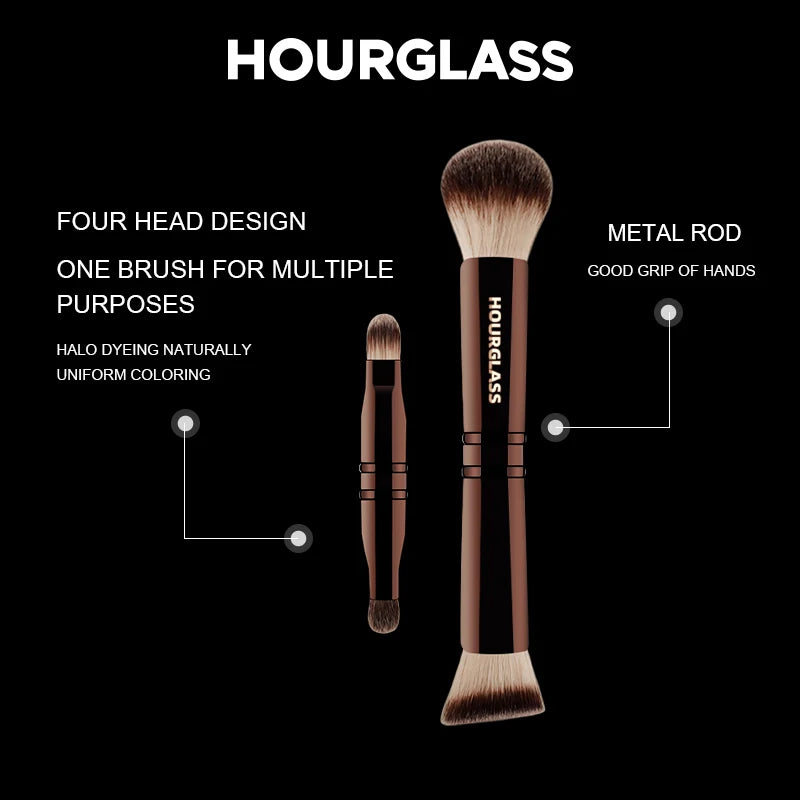 Hourglass four head multi-function hidden fun makeup brush powder+foundation make-up+concealer+eye shadow brush+portable box