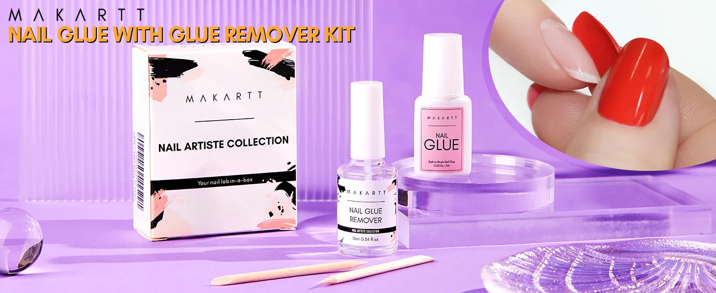 Makartt Nail Glue with Glue Remover Kit,  Super Strong Nail Glue for Acrylic Nails Press On Nails,30ML/ 50ML Glue off Debonder