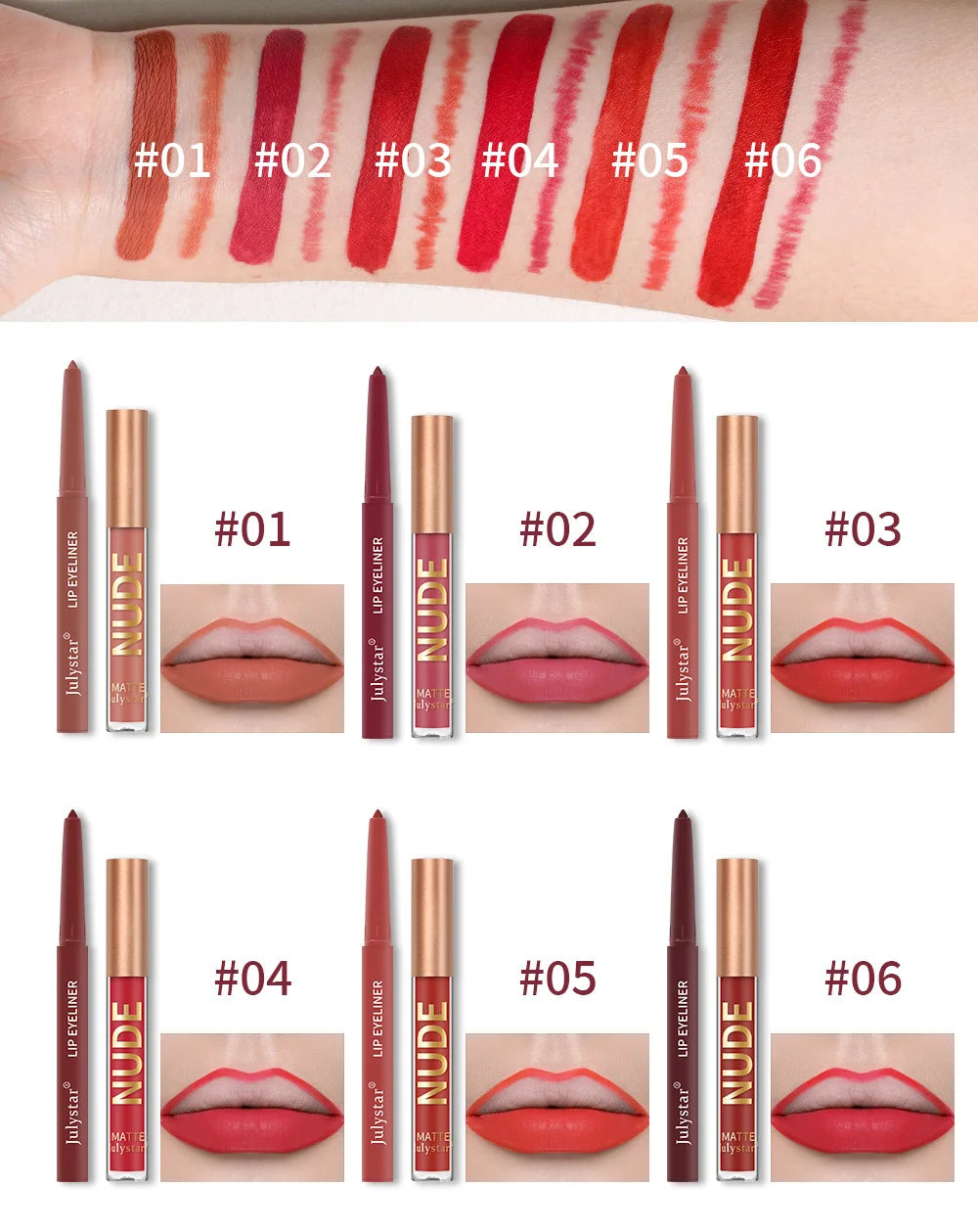 Matte Lip Liner Lip Gloss Set Long Lasting Waterproof Lipstick Tint Crayon Christmas Make Up Gifts Professional Makeup for Women