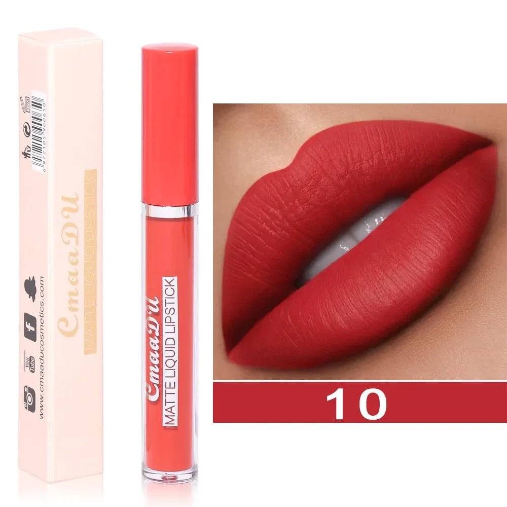 CmaaDu 10Color Love Velvet Nude Moisture-Matte Liquid Lipstick Lipgloss 10-Hour Makeup Soft-Focus Blurred Lip Colour Cosmetics