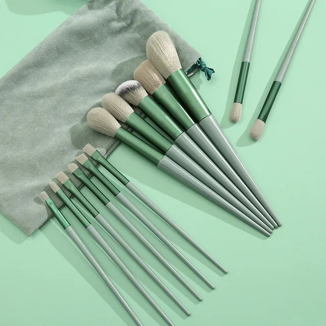 13/8PCS Makeup Brushes Pro Green Brush Set Powder Eyeshadow Blending Eyeliner Eyelash Eyebrow Make Up Beauty Cosmestic Brushes