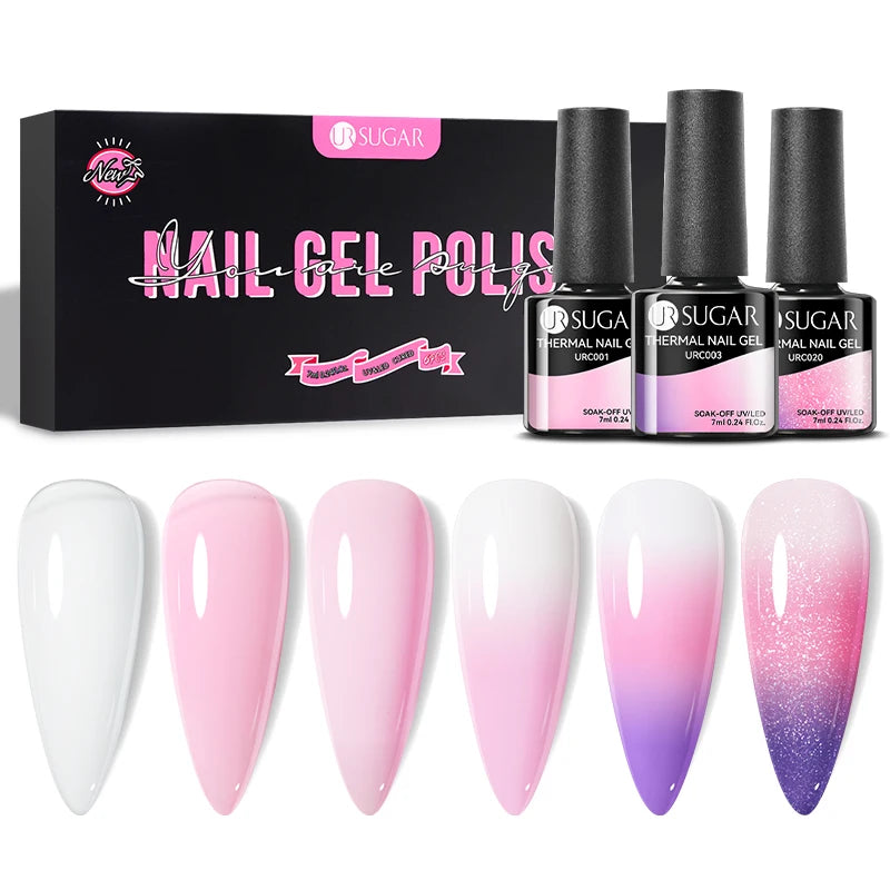 UR SUGAR 6Pcs Color Gel Nail Polish Kit 7ml Glass Bottle Soak Off UV LED Nails Varnish Gel Whole Set Semi Permanent Nail Art Gel