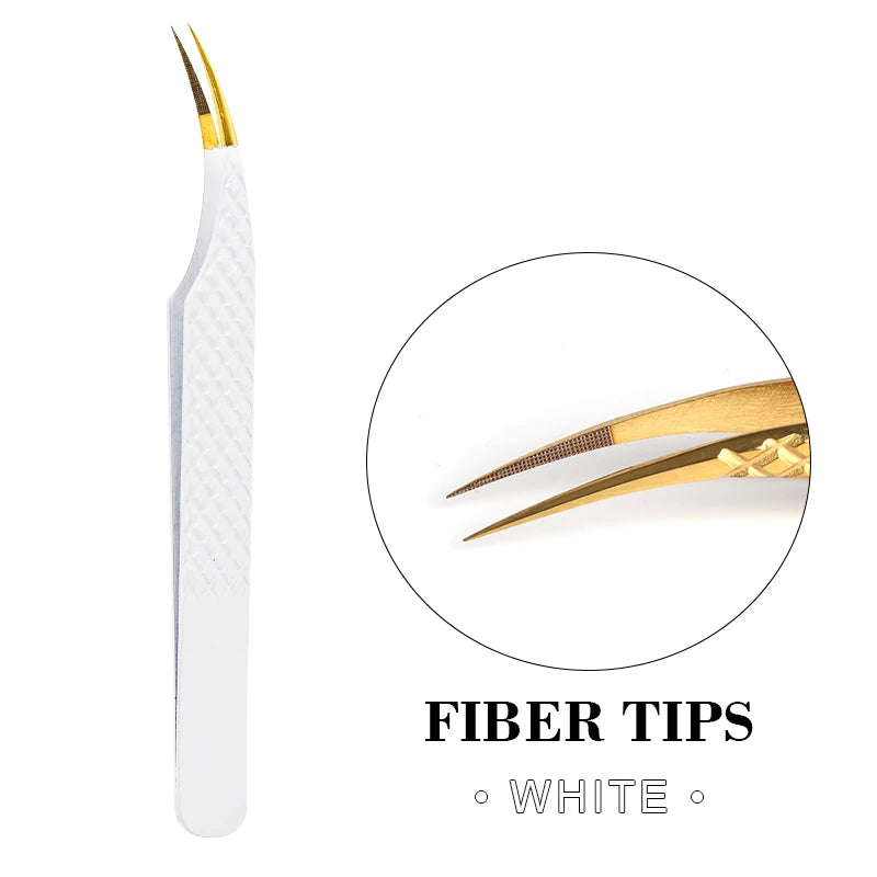 Fiber Eyelash Extension Tweezer Volume Precise Diamond Grip Fiber Tip Stainless Steel High Quality Eyebrow Makeup