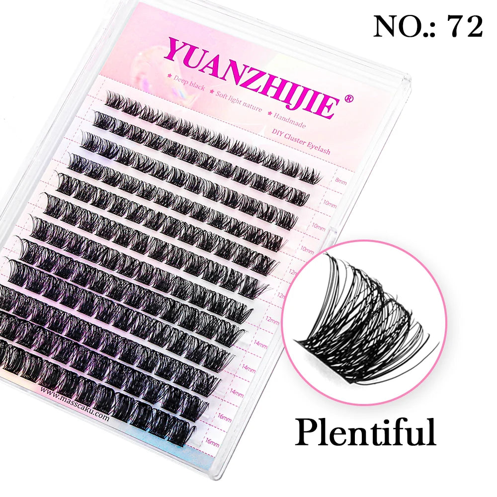 YUANZHIJE DIY Cluster Lash Extension Wispy Lashes Fluffy Individual Premade fans 0.07 Russian Volume Mink Bundle Lashes Makeup