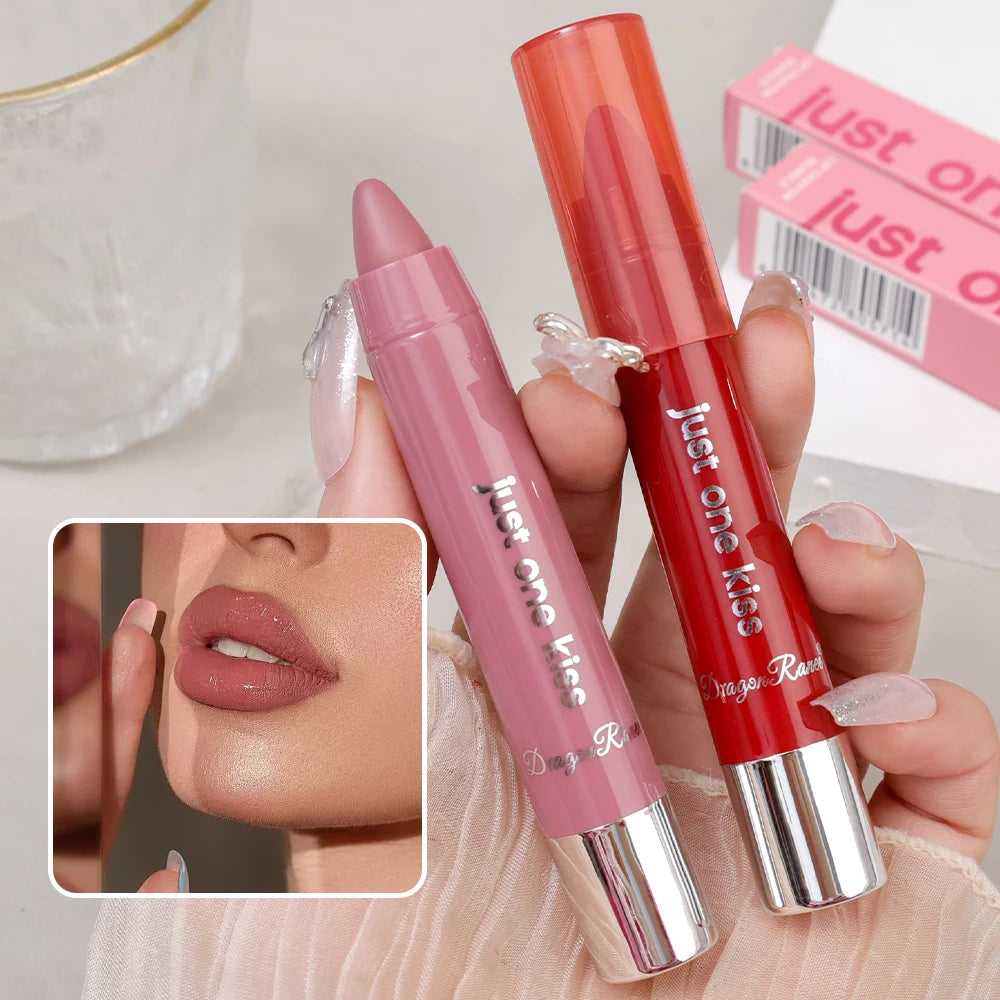 Matte Moisturizing Crayon Lipstick Makeup Pink Red Long Lasting Color Rendering Waterpoof Non-Stick Cup Lip Tint Woman Cosmetics