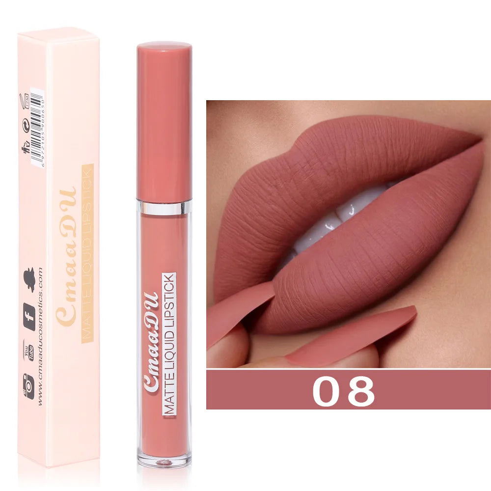 CmaaDu 10Color Love Velvet Nude Moisture-Matte Liquid Lipstick Lipgloss 10-Hour Makeup Soft-Focus Blurred Lip Colour Cosmetics