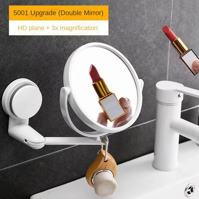 Wall Mirror Folding Arm Extend Bathroom Mirror Without Drill Swivel Bathroom Mirror Suction Arm Double Side Cosmetic Makeup