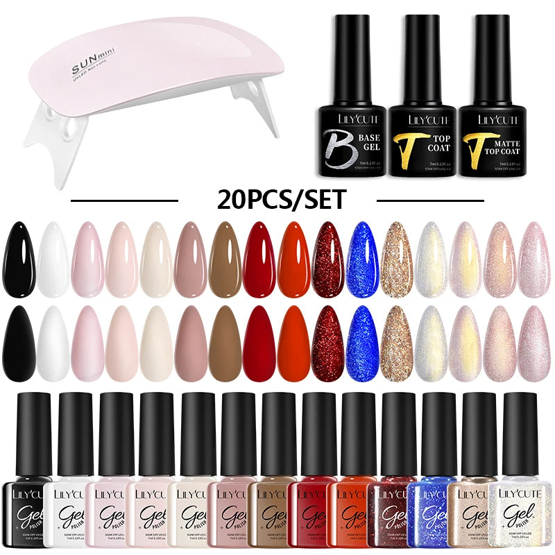 Manicure Set 32Colors Gel Nail Polish Set With UV LED Lamp Dryer Nail Art Vernis Semi Permanent UV Gel Set Nail Supplies Kit